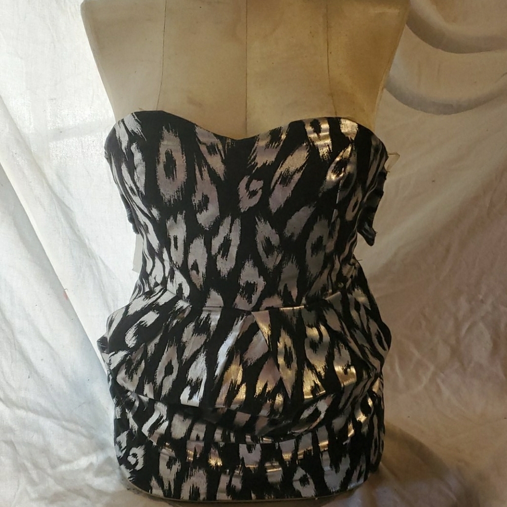 Charlotte Russe Black and Silver Strapless Dress